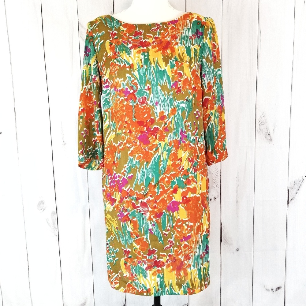 Zara Basic Floral Watercolor Shift Dress - Picture 3 of 10